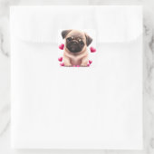Sticker Carré Joli chien pug pour la Saint-Valentin (Sac)
