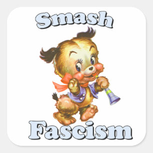 Sticker Carré Joli Chien Rétro - Écraser le Fascisme