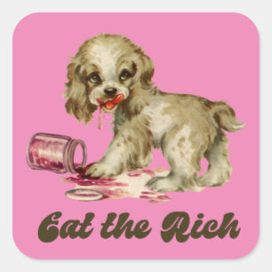 Sticker Carré Joli Chien Rétro - Mangez les Riches