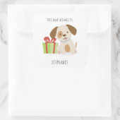 Sticker Carré Joli chiot Ce livre appartient à (Sac)