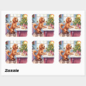 Sticker Carré Joli Cocker Spaniel Biscuit au Gingembre Noël Cuis (Feuille)