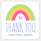 Sticker Carré Joli cœur arc-en-ciel enfants merci fête d'anniver (Devant)