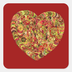 Sticker Carré Joli coeur floral