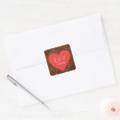 Sticker Carré Joli coeur mariage (Enveloppe)