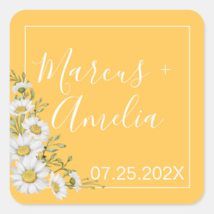 Sticker Carré Joli Daffodil Jaune & Blanc Mariage de marguerites