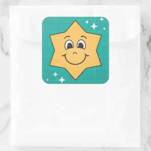 Sticker Carré Joli dessin animé star smiley caractère xmas desig