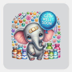 Sticker Carré Joli éléphant de rétablissement