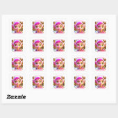 Sticker Carré Joli Elfe Rose Whimsical Noël personnalisé (Feuille)