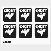 Sticker Carré Joli Fantôme Noir Et Blanc (Feuille)
