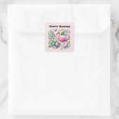 Sticker Carré Joli Flamant rose rose Pâques (Sac)
