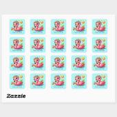 Sticker Carré Joli flamant rose tropical (Feuille)