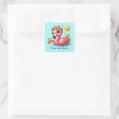 Sticker Carré Joli flamant rose tropical (Sac)