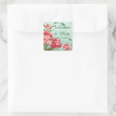 Sticker Carré Joli Fleur Rétro Favoriser Sceau Peonies Chintz (Sac)