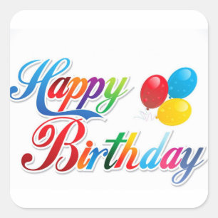 Sticker Carré joli joyeux anniversaire coloré de lettres