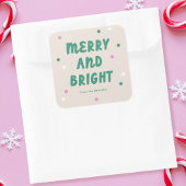 Sticker Carré Joli Joyeux et rose vif + Vacances Vertes