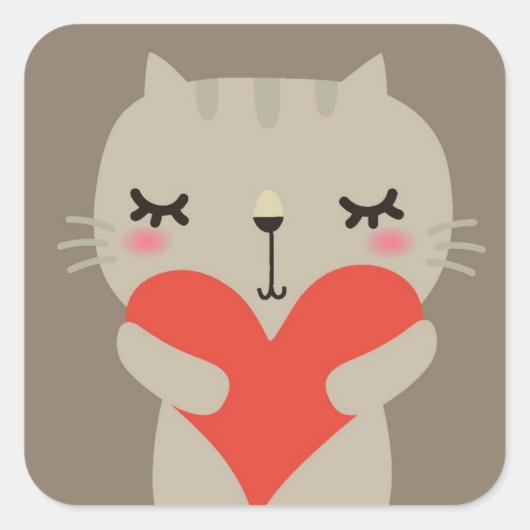 Sticker Carré Joli lapin avec amour (Devant)