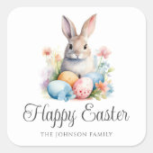 Sticker Carré Joli lapin coloré Joyeux Pâques (Devant)