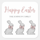 Sticker Carré Joli lapin rose Pâques (Devant)