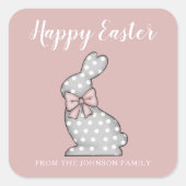 Sticker Carré Joli lapin rose Pâques (Devant)