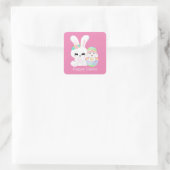 Sticker Carré Joli lapins de Pâques ajouter du texte (Sac)