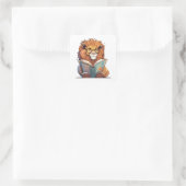 Sticker Carré Joli Lion Lecture Livre, Wild Sur La Lecture (Sac)