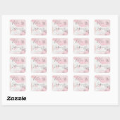 Sticker Carré Joli Mariage de papillon d'aquarelle rose (Feuille)