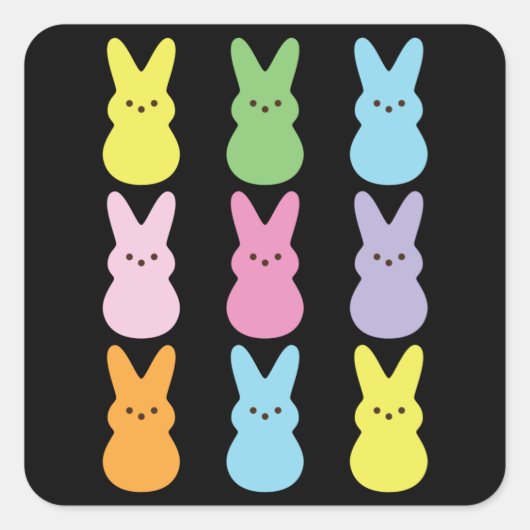 Sticker Carré Joli Marshmallow de Pâques Bunnies Enfants (Devant)