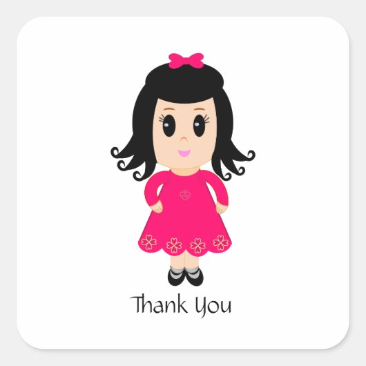 Sticker Carré Joli Merci rose fille (Devant)