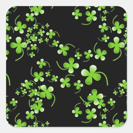 Sticker Carré Joli motif Shamrock, vert sur accessoire noir (Devant)