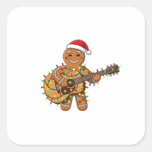 Sticker Carré Joli musicien en pain d'épices jouant de la guitar