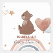 Sticker Carré Joli ours en peluche baby shower de garçons afro-a (Devant)