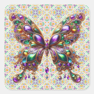 Sticker Carré Joli papillon Mardi Gras