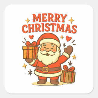 Sticker Carré Joli Père Noël Art de Noël – Joyeux Noël