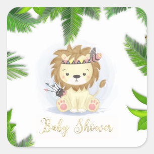 Sticker Carré Joli petit Boho Lion bébé garçon douche