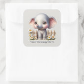 Sticker Carré Joli petit éléphant fille ajouter un message (Sac)