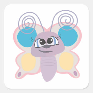 Sticker Carré joli petit papillon vectoriel de dessin animé