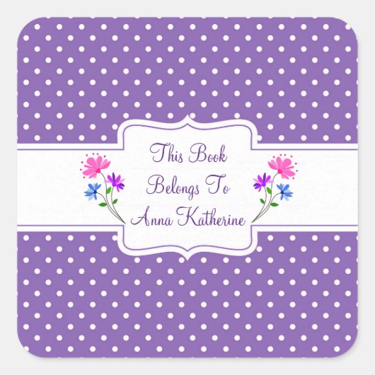 Sticker Carré Joli point violet Country Chic Boite/Sticker (Devant)