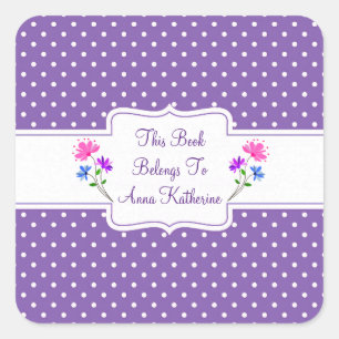 Sticker Carré Joli point violet Country Chic Boite/Sticker