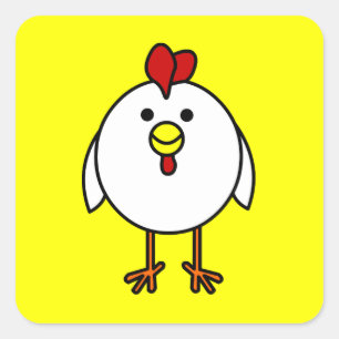 Sticker Carré Joli poulet - Carré jaune