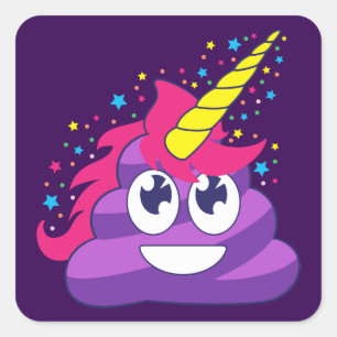 Sticker Carré Joli pourpre Unicorn Poop Emoji
