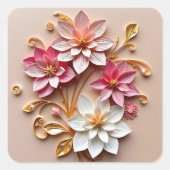 Sticker Carré Joli Quilling De Papier Floral | Fleurs (Devant)
