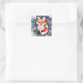 Sticker Carré Joli renard floral (Sac)