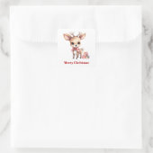Sticker Carré Joli renne de Noël (Sac)
