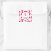 Sticker Carré Joli rose et Parties scintillant fille fille Anniv (Sac)