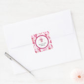 Sticker Carré Joli rose et Parties scintillant fille fille Anniv (Enveloppe)
