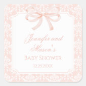 Sticker Carré Joli ruban rose arc bohème bébé fille douche (Devant)