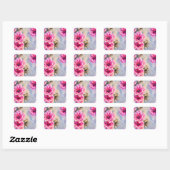 Sticker Carré Joli Shabby Chic Fleurs Roses Florales (Feuille)