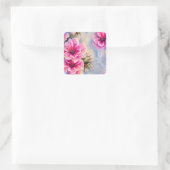 Sticker Carré Joli Shabby Chic Fleurs Roses Florales (Sac)