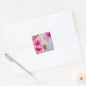 Sticker Carré Joli Shabby Chic Fleurs Roses Florales (Enveloppe)