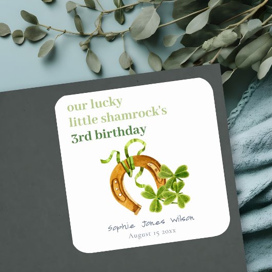 Sticker Carré Joli Shamrock  St Patrick's Day Anniversaire de en